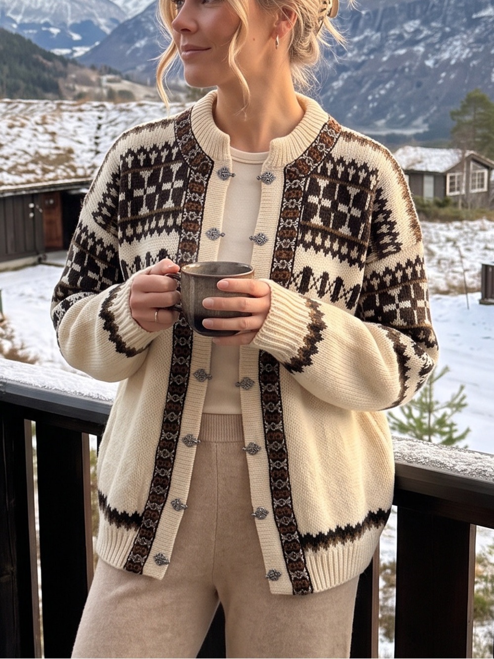 Scandi girl hand knit wool sweater